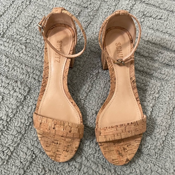 SCHUTZ Cork Heeled Sandal Worn Once 8 - Picture 2 of 6